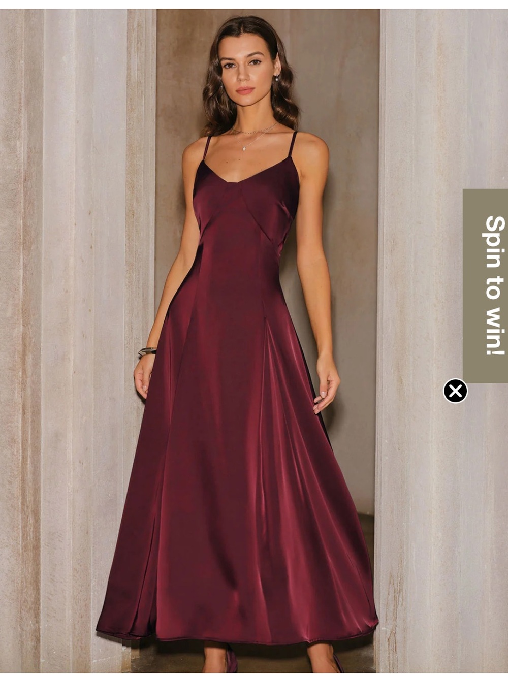 Elegant Burgundy Satin Slip Dress with Spaghetti Straps